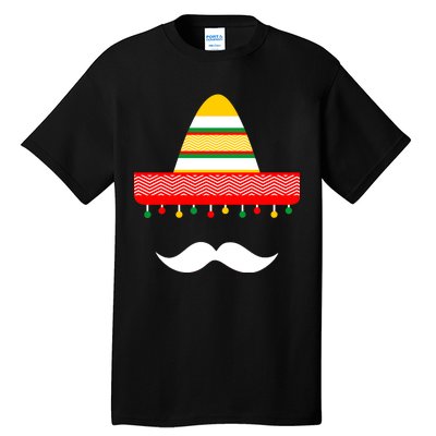 Funny Cinco De Mayo Mexican Hat Sombrero Mustache Tall T-Shirt