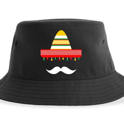 Funny Cinco De Mayo Mexican Hat Sombrero Mustache Sustainable Bucket Hat