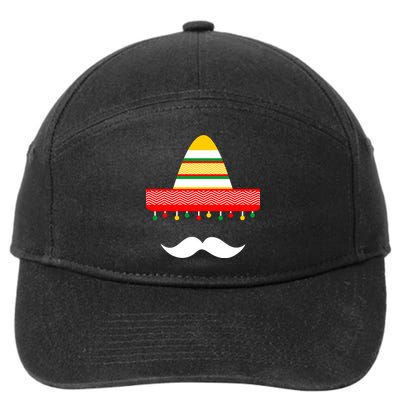 Funny Cinco De Mayo Mexican Hat Sombrero Mustache 7-Panel Snapback Hat