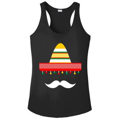 Funny Cinco De Mayo Mexican Hat Sombrero Mustache Ladies PosiCharge Competitor Racerback Tank