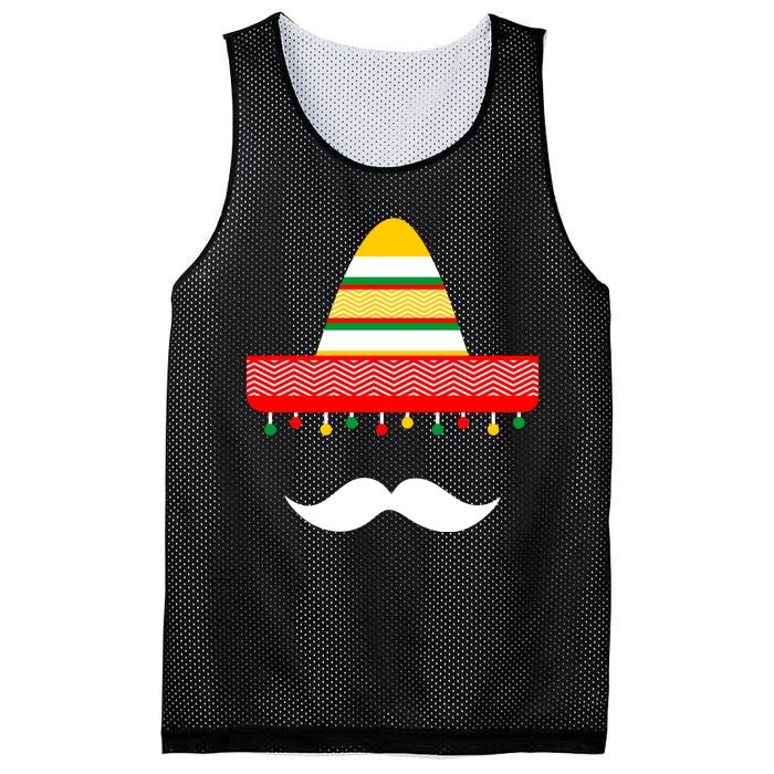 Funny Cinco De Mayo Mexican Hat Sombrero Mustache Mesh Reversible Basketball Jersey Tank