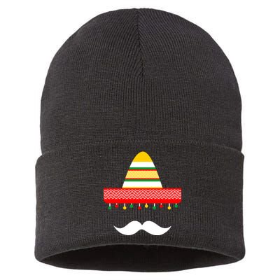 Funny Cinco De Mayo Mexican Hat Sombrero Mustache Sustainable Knit Beanie