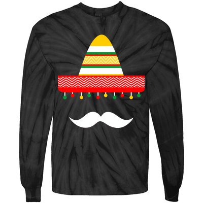 Funny Cinco De Mayo Mexican Hat Sombrero Mustache Tie-Dye Long Sleeve Shirt