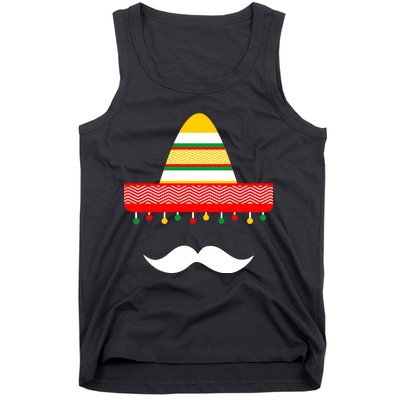 Funny Cinco De Mayo Mexican Hat Sombrero Mustache Tank Top