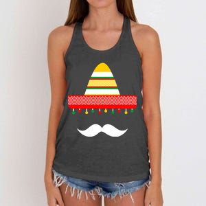 Funny Cinco De Mayo Mexican Hat Sombrero Mustache Women's Knotted Racerback Tank