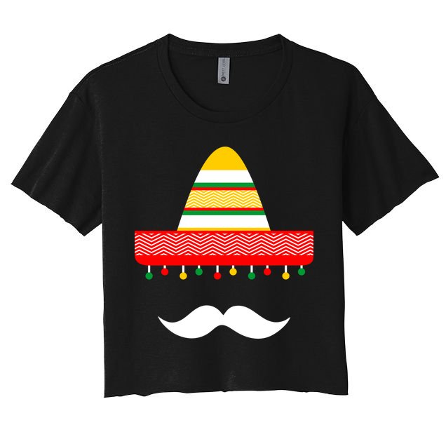Funny Cinco De Mayo Mexican Hat Sombrero Mustache Crop Top