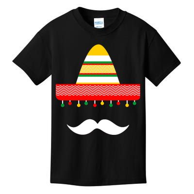 Funny Cinco De Mayo Mexican Hat Sombrero Mustache Kids T-Shirt