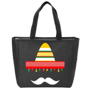 Funny Cinco De Mayo Mexican Hat Sombrero Mustache Zip Tote Bag