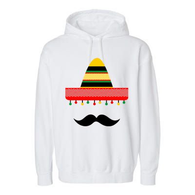 Funny Cinco De Mayo Mexican Hat Sombrero Mustache Garment-Dyed Fleece Hoodie