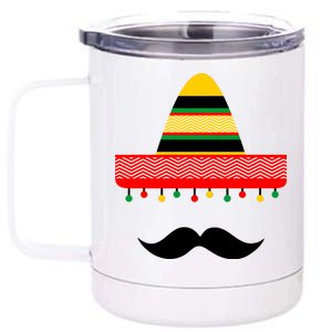 Funny Cinco De Mayo Mexican Hat Sombrero Mustache 12 oz Stainless Steel Tumbler Cup