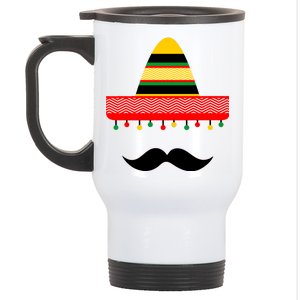 Funny Cinco De Mayo Mexican Hat Sombrero Mustache Stainless Steel Travel Mug