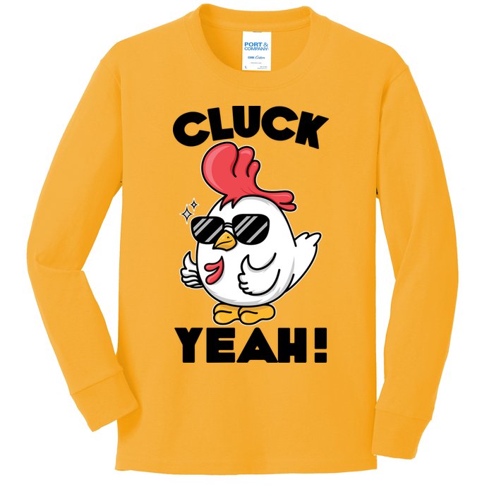 Funny Cluck Yeah! Cool Chicken Kids Long Sleeve Shirt