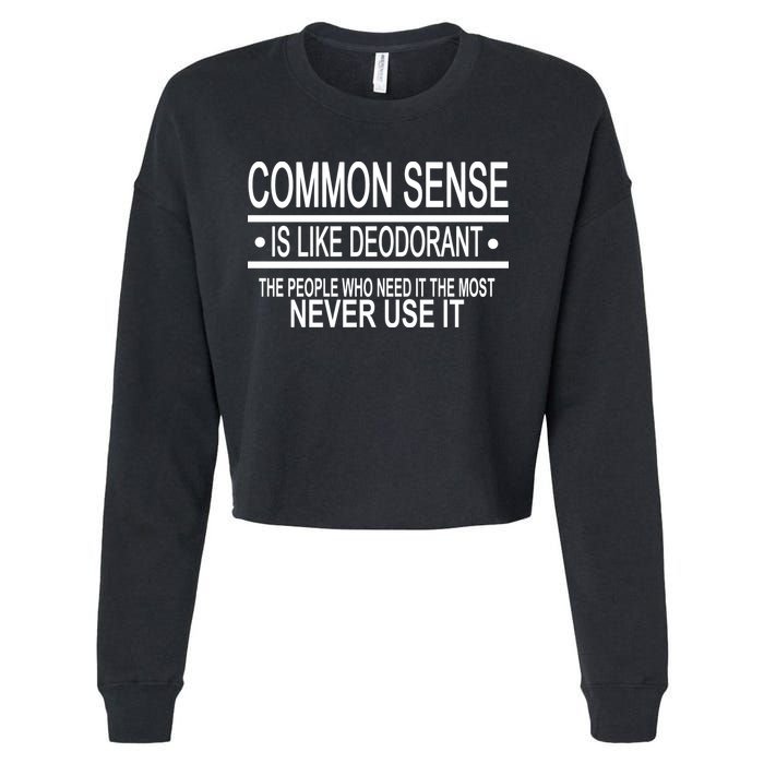Funny Common Sense Sarcastic Meme Cropped Pullover Crew