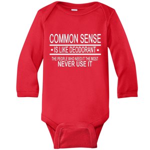 Funny Common Sense Sarcastic Meme Baby Long Sleeve Bodysuit