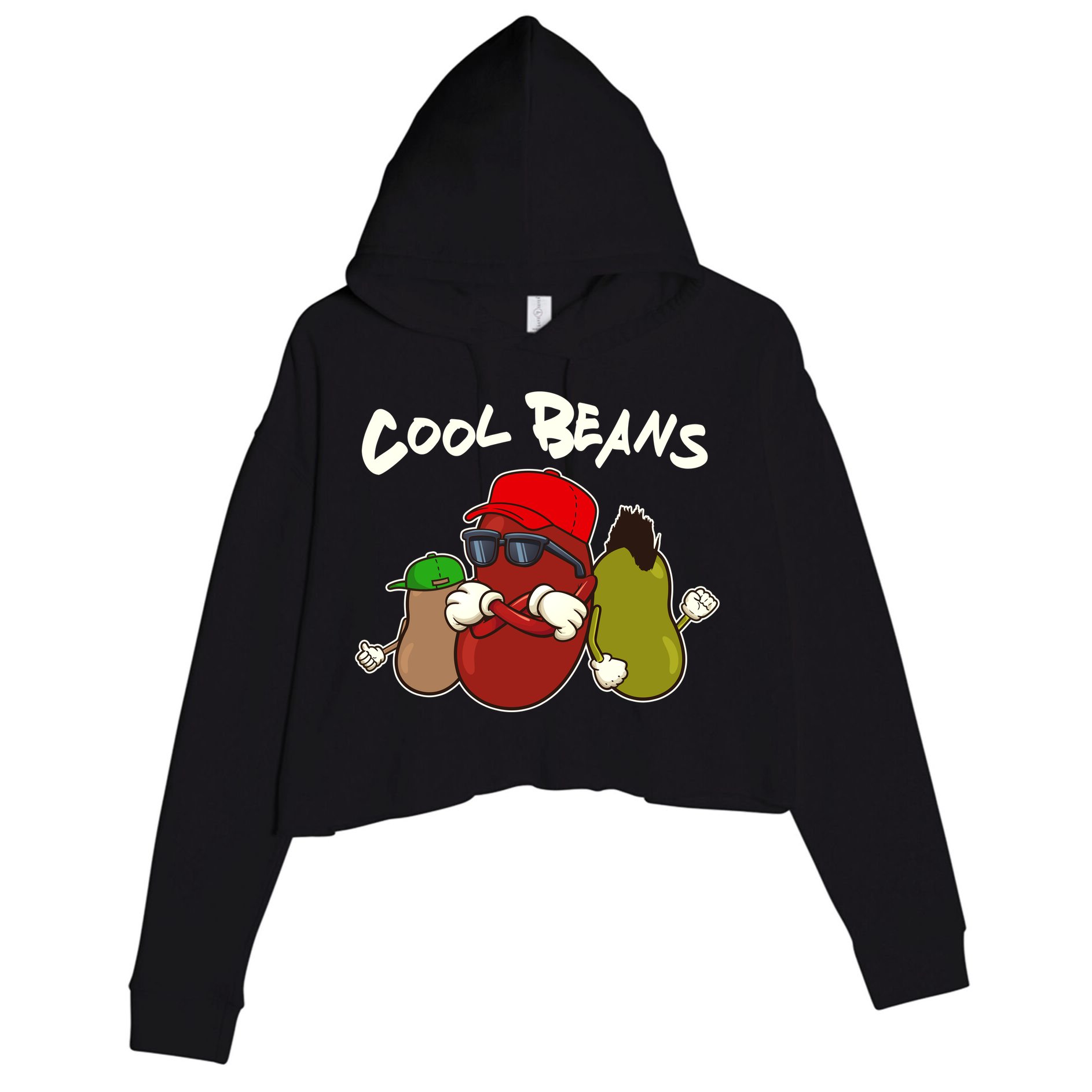 Funny Cool Beans Crop Fleece Hoodie
