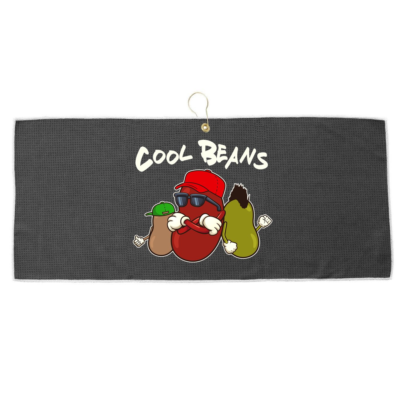 Funny Cool Beans Large Microfiber Waffle Golf Towel