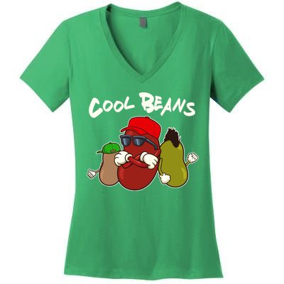 Funny Cool Beans Women's V-Neck T-Shirt