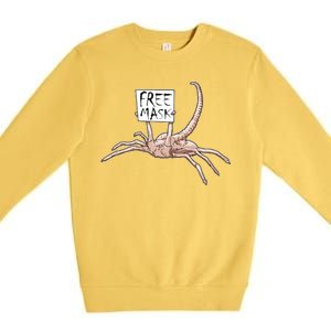 Funny Creepy Free Mask Alien Face Hugger Premium Crewneck Sweatshirt