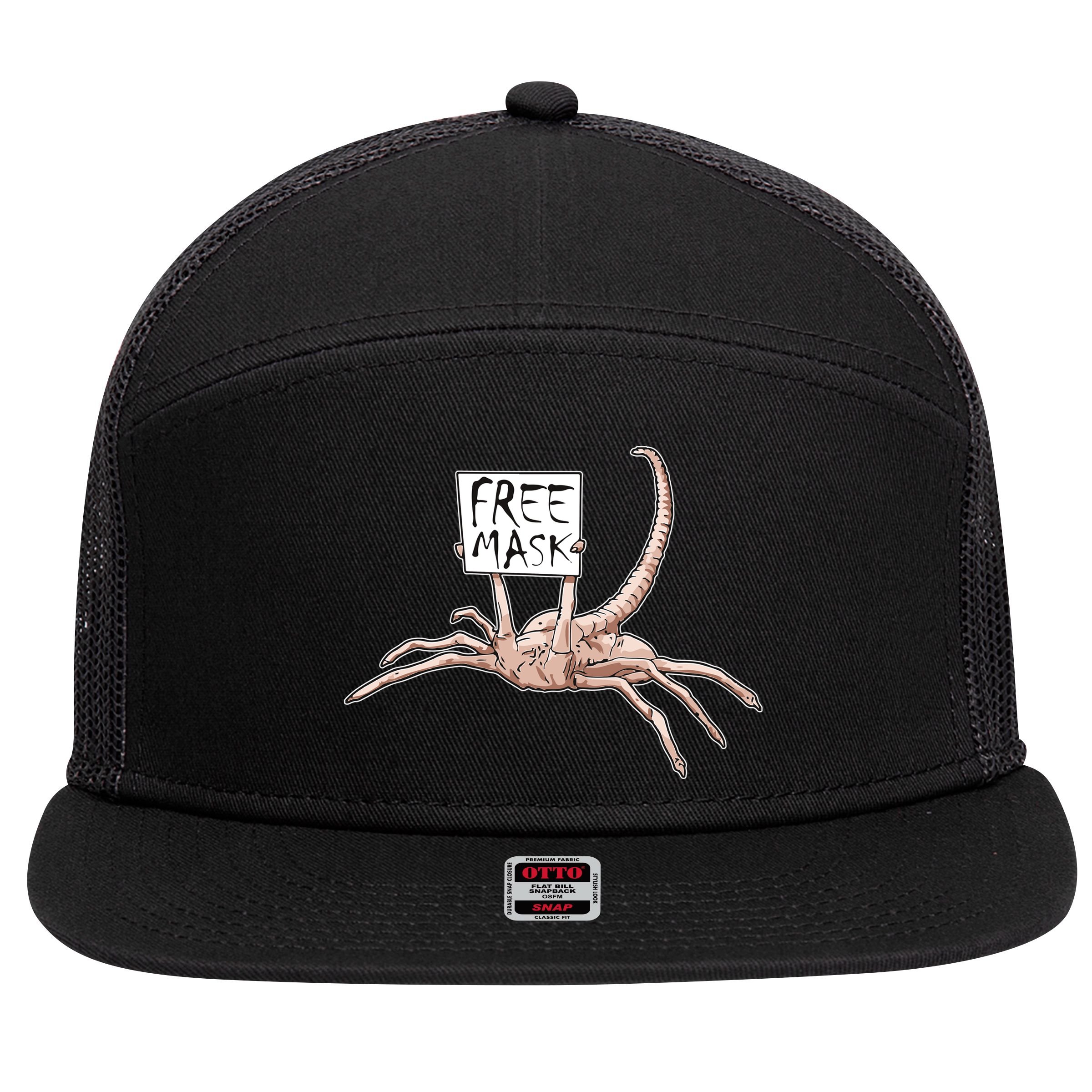 Funny Creepy Free Mask Alien Face Hugger 7 Panel Mesh Trucker Snapback Hat