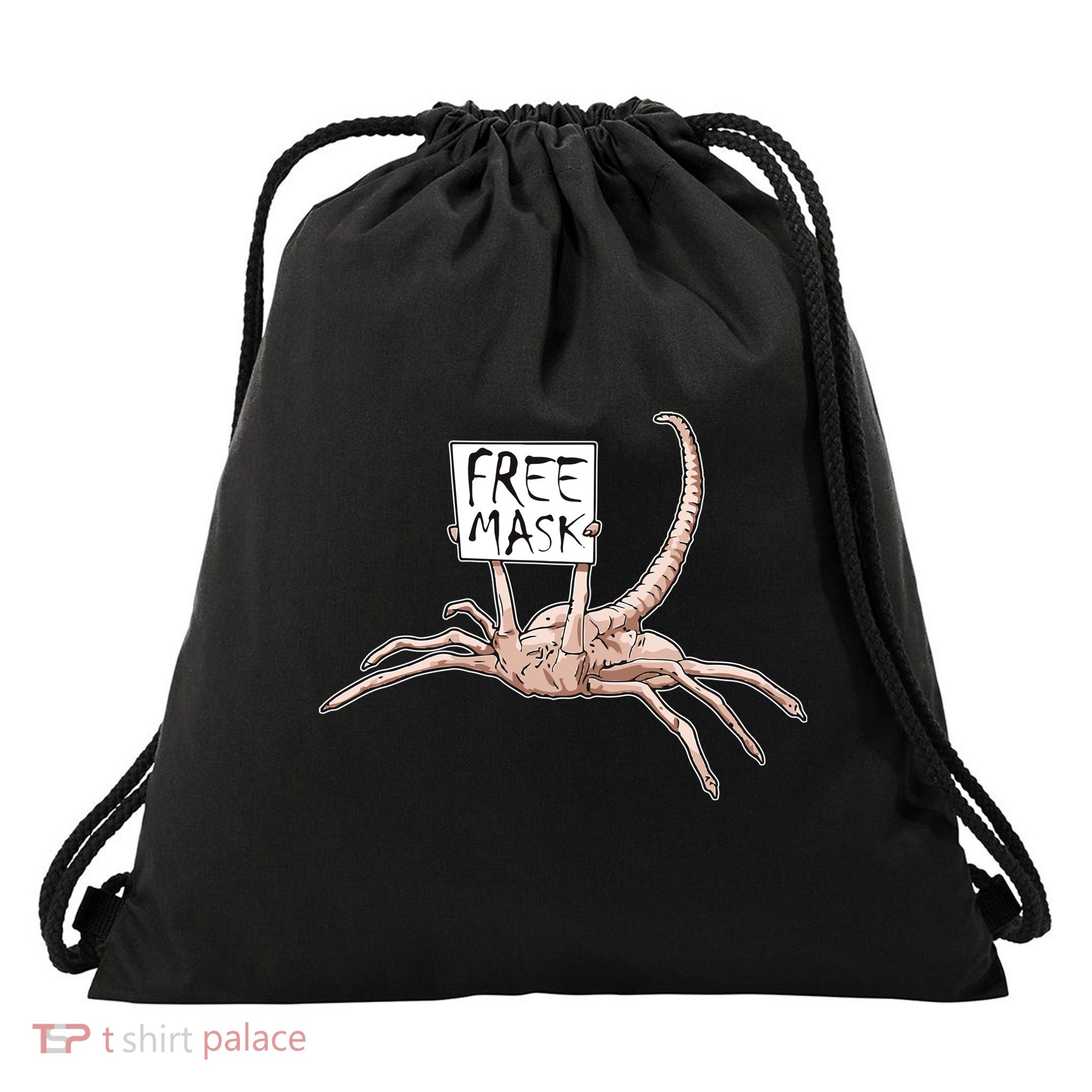 Funny Creepy Free Mask Alien Face Hugger Drawstring Bag