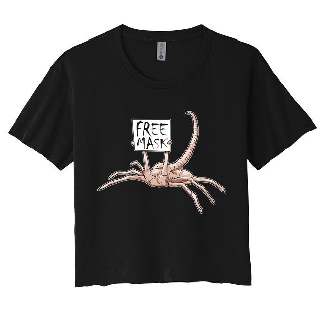 Funny Creepy Free Mask Alien Face Hugger Crop Top