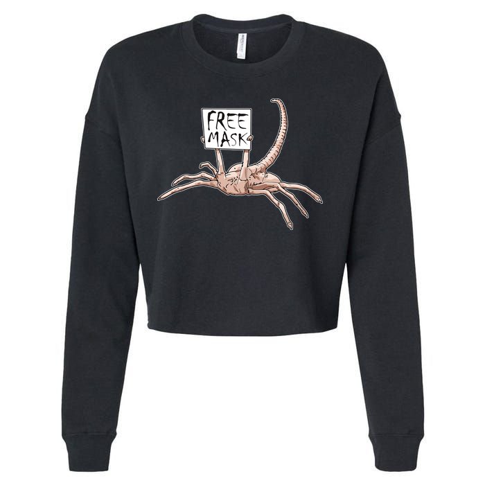 Funny Creepy Free Mask Alien Face Hugger Cropped Pullover Crew
