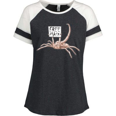 Funny Creepy Free Mask Alien Face Hugger Enza Ladies Jersey Colorblock Tee