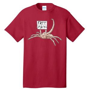 Funny Creepy Free Mask Alien Face Hugger Tall T-Shirt