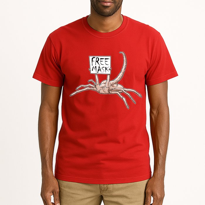 Funny Creepy Free Mask Alien Face Hugger Tall T-Shirt