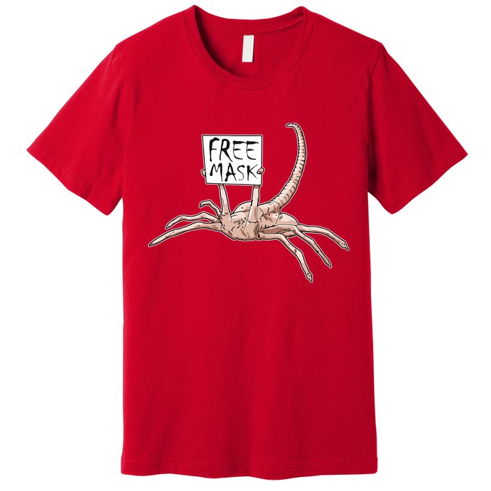 Funny Creepy Free Mask Alien Face Hugger Premium T-Shirt