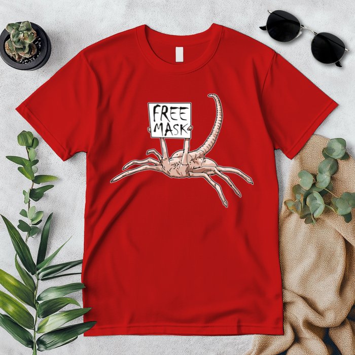 Funny Creepy Free Mask Alien Face Hugger Premium T-Shirt