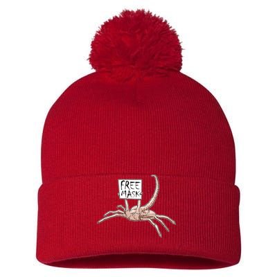 Funny Creepy Free Mask Alien Face Hugger Pom Pom 12in Knit Beanie