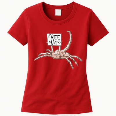 Funny Creepy Free Mask Alien Face Hugger Womens T-Shirt