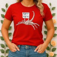 Funny Creepy Free Mask Alien Face Hugger Womens T-Shirt