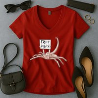 Funny Creepy Free Mask Alien Face Hugger Women's V-Neck T-Shirt