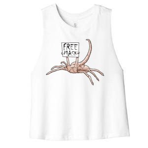 Funny Creepy Free Mask Alien Face Hugger Women's Racerback Cropped Tank