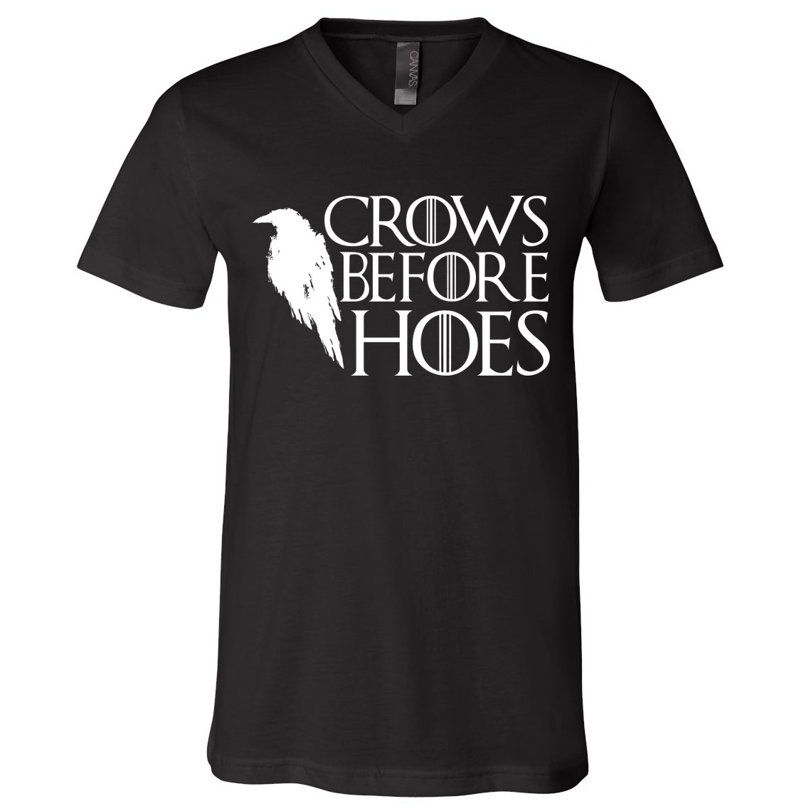 Funny Crows Before Hoes V-Neck T-Shirt