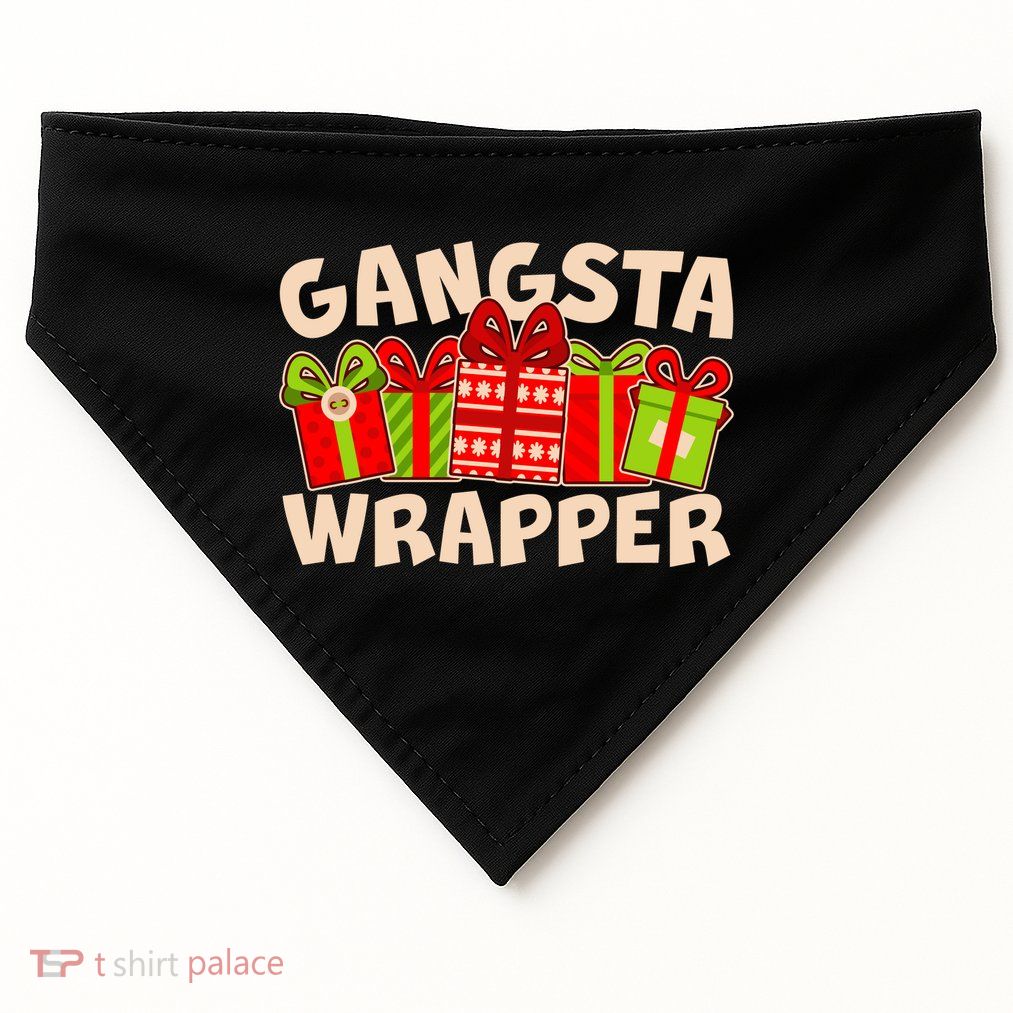 Funny Cute Christmas Gangsta Wrapper USA-Made Doggie Bandana