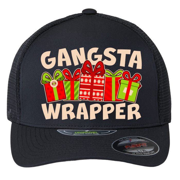 Funny Cute Christmas Gangsta Wrapper Flexfit Unipanel Trucker Cap