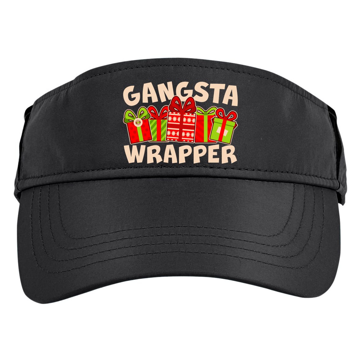 Funny Cute Christmas Gangsta Wrapper Adult Drive Performance Visor