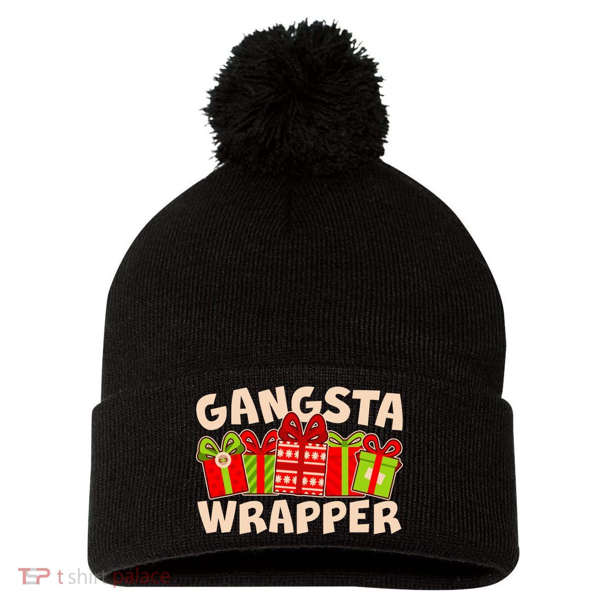 Funny Cute Christmas Gangsta Wrapper Pom Pom 12in Knit Beanie