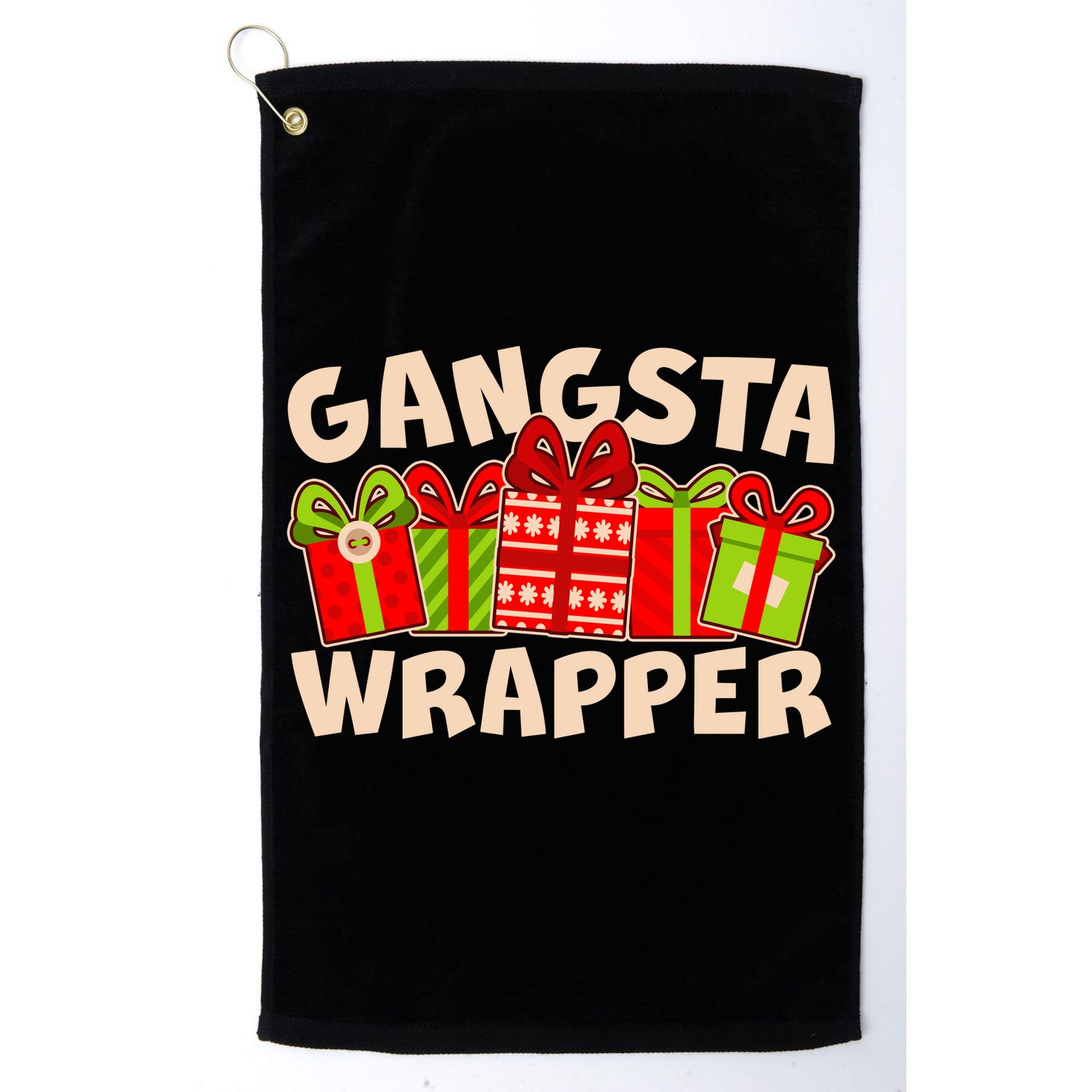 Funny Cute Christmas Gangsta Wrapper Golf Towel