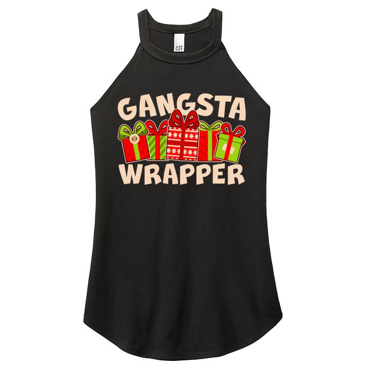 Funny Cute Christmas Gangsta Wrapper Women's Perfect Tri Rocker Tank