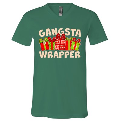 Funny Cute Christmas Gangsta Wrapper V-Neck T-Shirt