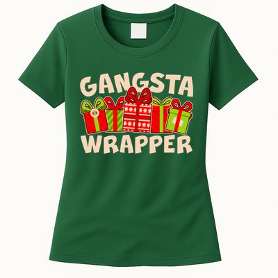 Funny Cute Christmas Gangsta Wrapper Womens T-Shirt