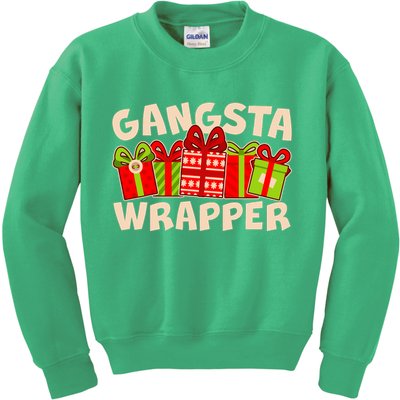 Funny Cute Christmas Gangsta Wrapper Kids Sweatshirt