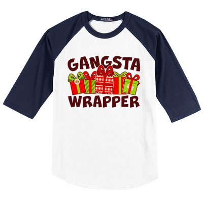 Funny Cute Christmas Gangsta Wrapper Baseball Sleeve Shirt