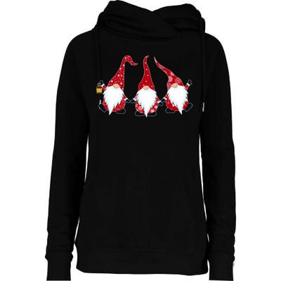 Funny Cute Christmas Gnomes Womens Funnel Neck Pullover Hood