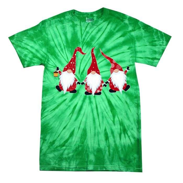 Funny Cute Christmas Gnomes Tie-Dye T-Shirt