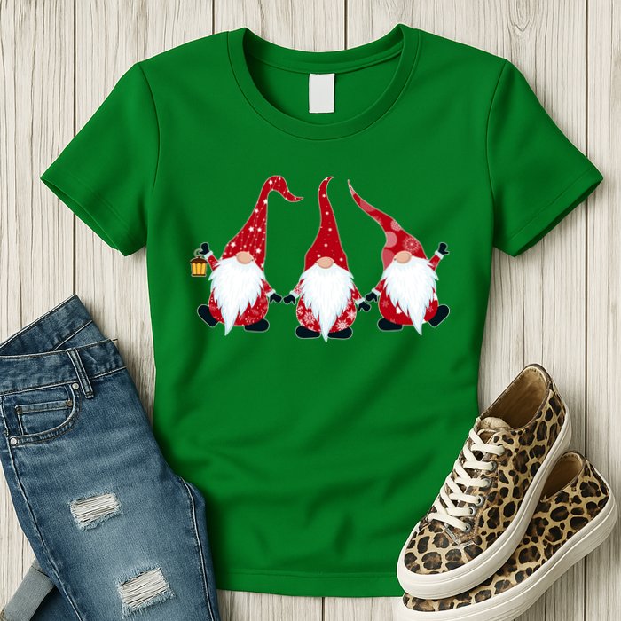Funny Cute Christmas Gnomes Womens T-Shirt